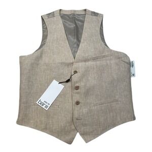 Bar III Slim‎ Fit Suit Vest Mens Medium Light Tan Linen Dressy Casual NEW